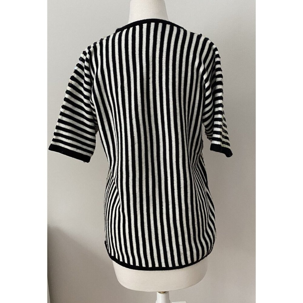 Regency collection By Joyce Vintage Women’s Sweater Sequins Black‎ White Stripe - Picture 4 of 8